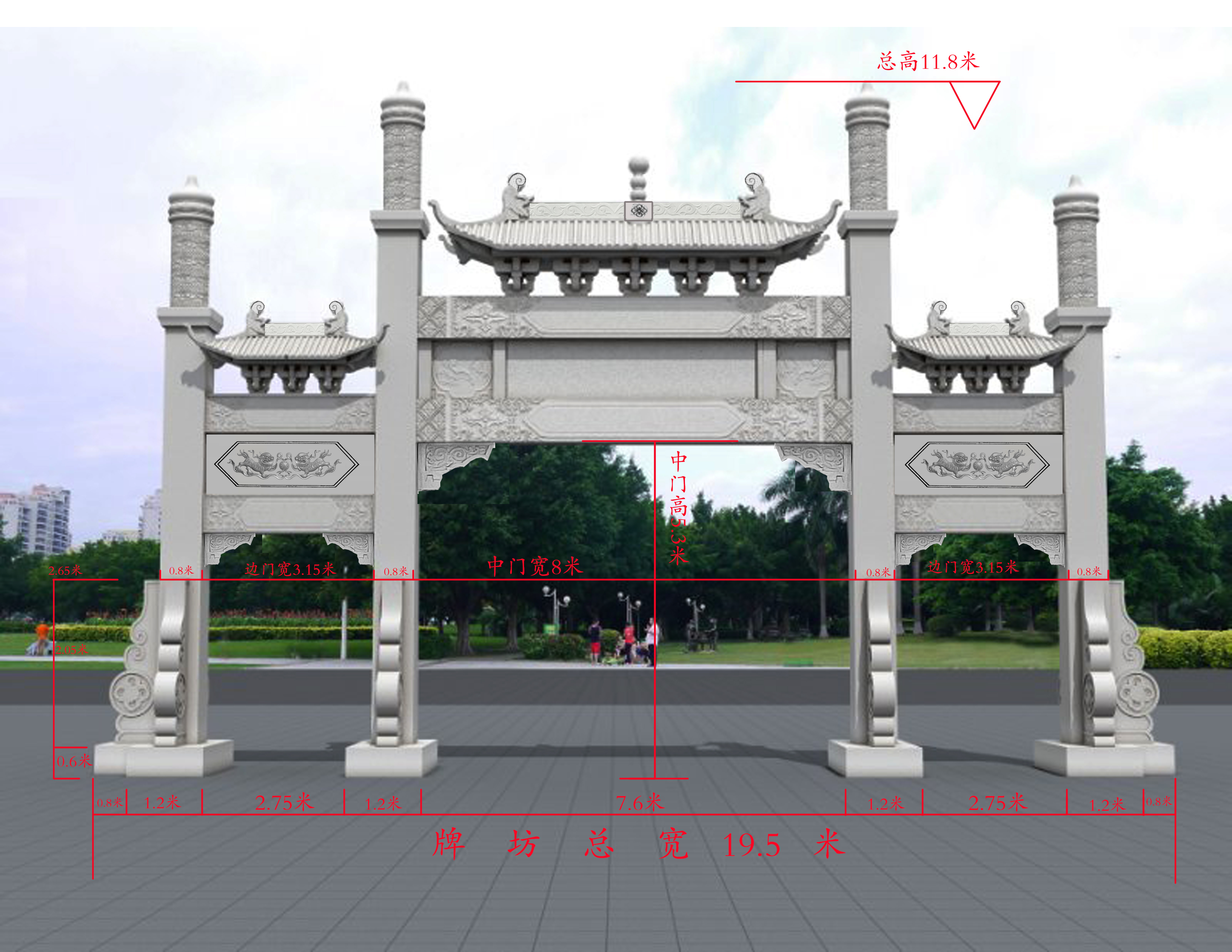 五门石牌坊设计图